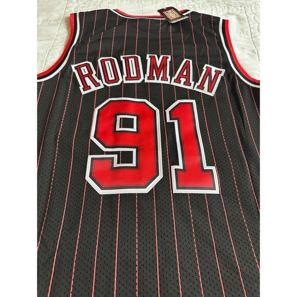 DENNIS RODMAN CHICAGO BULLS Jersey MITCHELL & NESS BLACK (NWT) LARGE - Picture 5 of 5